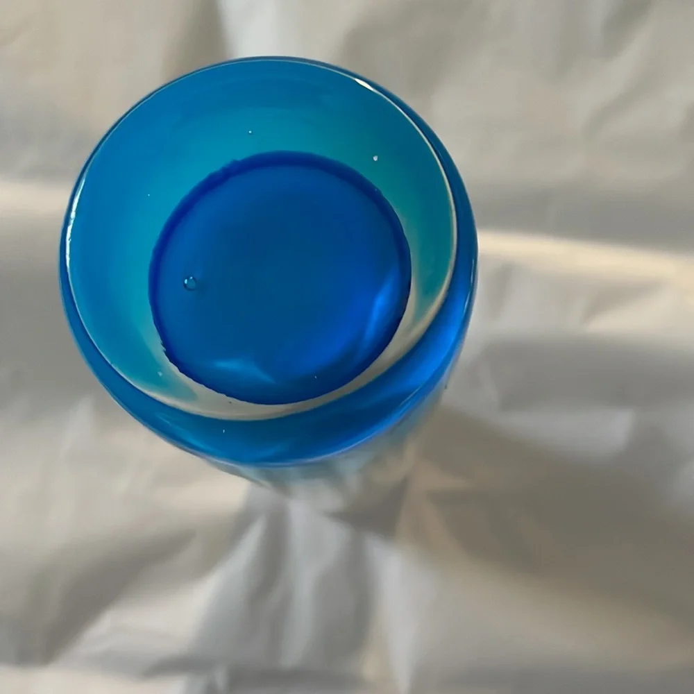 Margie’s Garden blue and white hand blown tall vase